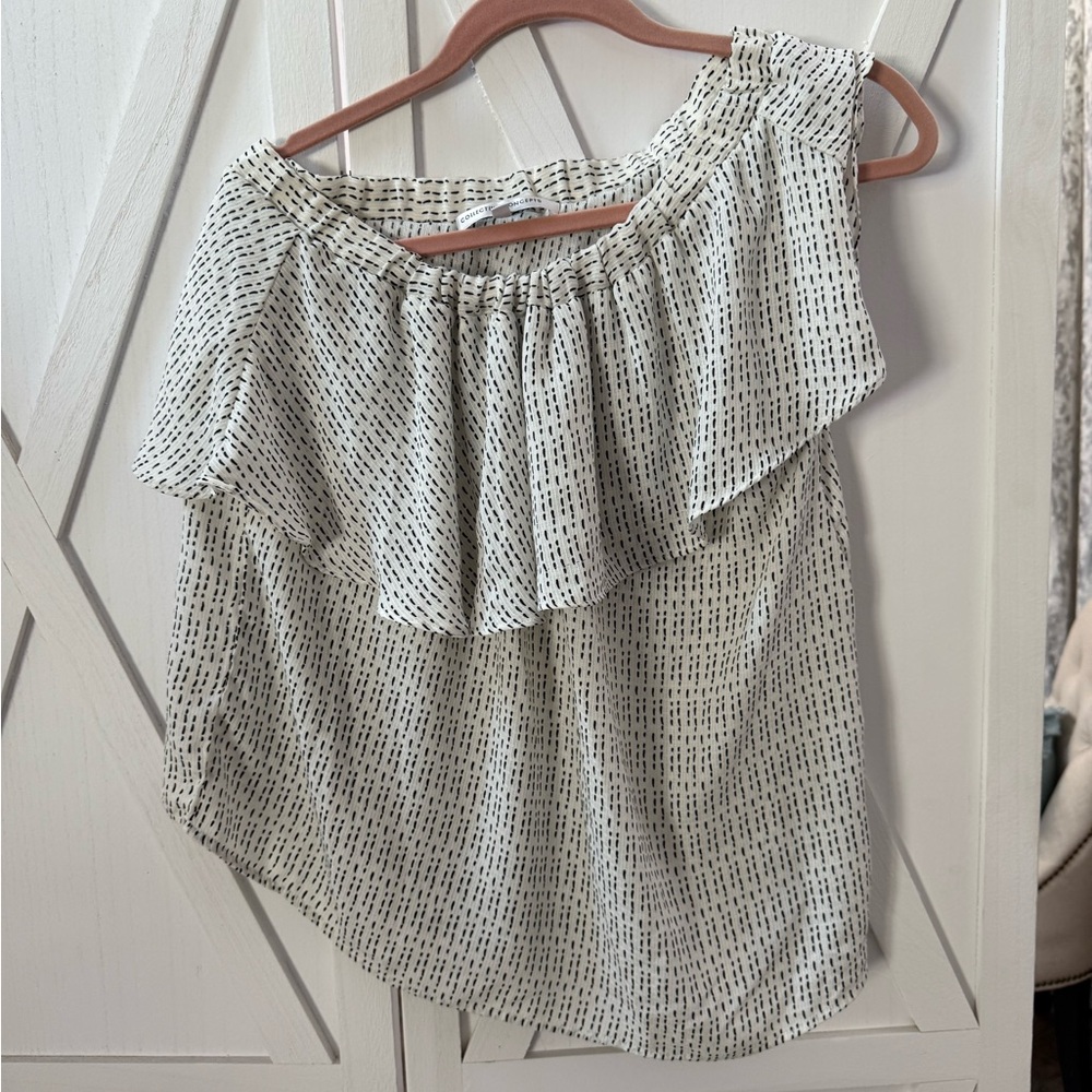 Collective Concepts Off-Shoulder Ruffle Blouse - Black and White - Stitch Fix